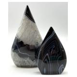 Orca Agate Teardrop Stones (Lot of 2)