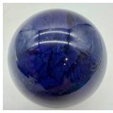 Blue Smelted Quartz Crystal Sphere With Stand