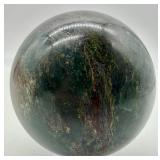 Polished Moss Agate Stone Sphere With Stand