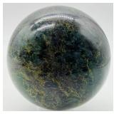 Polished Moss Agate Stone Sphere With Stand