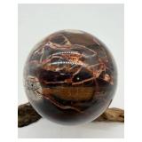 Polished Mexican Crazy Lace Stone Sphere on Driftwood Stand