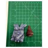 Carved Stone Rabbit & Tree Figurines (Lot of 2)