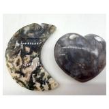 Ocean Jasper & Moss Agate Stone Carvings (Lot of 2)