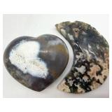 Ocean Jasper & Moss Agate Stone Carvings (Lot of 2)