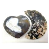 Ocean Jasper & Moss Agate Stone Carvings (Lot of 2)