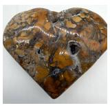 Polished Maligano Jasper and Hematoid Quartz Stone Heart Carvings (Lot of 2)