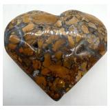 Polished Maligano Jasper and Hematoid Quartz Stone Heart Carvings (Lot of 2)