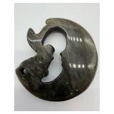 Carved Natural Obsidian Moon With Fairy Figurine