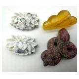 Hand Carved Stone Figure Group Mixed Lot of 4