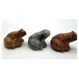 Carved Stone Frog Figurines (Lot of 3)
