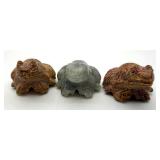 Carved Stone Frog Figurines (Lot of 3)