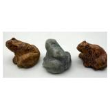Carved Stone Frog Figurines (Lot of 3)