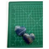 Polished Blue Lemurian Aquatine Stone Heart Pair