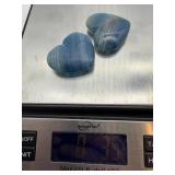 Polished Blue Lemurian Aquatine Stone Heart Pair