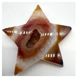 Agate Star & Druzy Carnelian Red Moss Obelisk Carvings (Lot of 2)