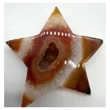 Agate Star & Druzy Carnelian Red Moss Obelisk Carvings (Lot of 2)