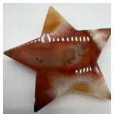 Agate Star & Druzy Carnelian Red Moss Obelisk Carvings (Lot of 2)