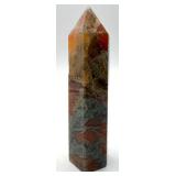 Agate Star & Druzy Carnelian Red Moss Obelisk Carvings (Lot of 2)