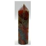 Agate Star & Druzy Carnelian Red Moss Obelisk Carvings (Lot of 2)