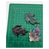 Carved Stone Leaf Set (Lot of 3)