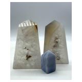 Quartz Point Towers & Blue Chalcedony Tower 3-Piece Set