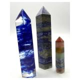 Polished Stone Obelisk Towers & Palm Stone (4 Pieces) including Blueberry Quartz