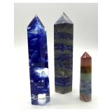 Polished Stone Obelisk Towers & Palm Stone (4 Pieces) including Blueberry Quartz