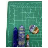 Polished Stone Obelisk Towers & Palm Stone (4 Pieces) including Blueberry Quartz