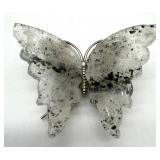Carved Moss Agate Stone Butterfly