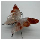 Carved Fire Quartz Stone Butterfly