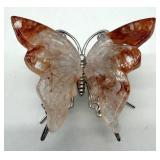 Carved Fire Quartz Stone Butterfly