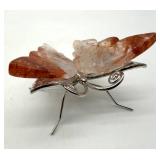 Carved Fire Quartz Stone Butterfly