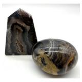 Agate and Stromatolite Jasper Polished Stone Geode Point & Egg