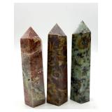 Polished Stone Point Towers (Lot of 3) including Ajooba Jasper