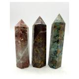 Polished Stone Point Towers (Lot of 3) including Ajooba Jasper