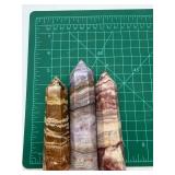 Polished Stone Point Towers (Lot of 3) including Lace Agate