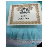 Cabbage Patch Kids - Softie - Popcorn - Auburn Hair - Green Eyes - Girl - No Box - Black Signature - Aqua Dress