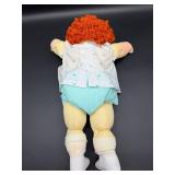 Cabbage Patch Kids - Softie - Popcorn - Auburn Hair - Green Eyes - Girl - No Box - Black Signature - Aqua Dress
