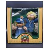 Cabbage Patch Kids - Coleco - 1985 - Twins - Boy & Girl - Braided Pigtails - Shag - Lemon Hair - Blue Eyes - Dimples and one Pacifier