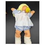 Cabbage Patch Kid - Coleco - Braided Ponytail - Lemon Hair - Green Eyes - Girl - Dimples & Pacifier - with Box