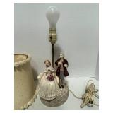 Vintage Plaster Victorian Couple Lamp