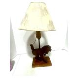Vintage Hand Made Wooden Dog Table Lamp Pull his tail to turn on the light