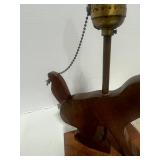 Vintage Hand Made Wooden Dog Table Lamp Pull his tail to turn on the light