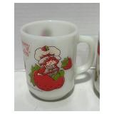 Two 1980  Vintage Anchor Hocking Strawberry Shortcake Coffee Mugs