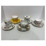5 Vintage Cups and Saucers; Royal Ann, Royal Grafton, Relco, England