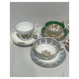 5 Vintage Cups and Saucers and bonus cup Lefton, Royal Ascot, Rosina, Salsbury, Stanley
