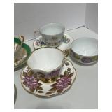 5 Vintage Cups and Saucers and bonus cup Lefton, Royal Ascot, Rosina, Salsbury, Stanley