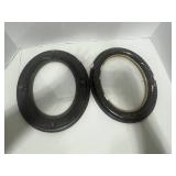 Two Antique Wooden Oval Frames with Glass: See pics for condition