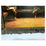 Two Vintage Wooden Framed Pictures; Oil Painting of Flowered Path and Old Country School