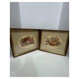 Two Vintage Floral Framed Art Prints 13' X 12'